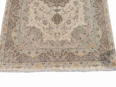 300 x 200 cm Fine Persian Tabriz Silk & wool Traditional Beige Large Rug - Rugoutlet