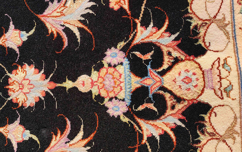 300 x 200 cm Fine Persian Tabriz Silk and Wool Black and pink rug - Rugoutlet