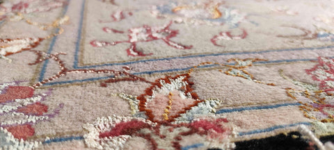 300 x 200 cm Fine Persian Tabriz Silk and Wool Black and pink rug - Rugoutlet