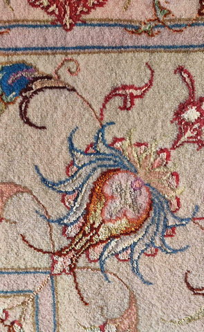 300 x 200 cm Fine Persian Tabriz Silk and Wool Black and pink rug - Rugoutlet