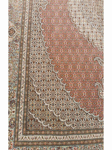 300 x 200 cm Tabriz Mahi Silk & Wool Traditional Red Large Rug - Rugoutlet