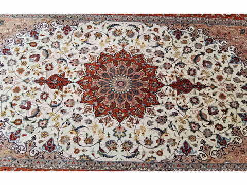 300 x 200 cm Tabriz silk and wool Traditional Orange Large Rug - Rugoutlet