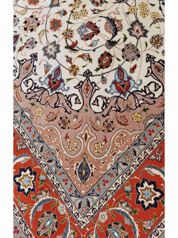 300 x 200 cm Tabriz silk and wool Traditional Orange Large Rug - Rugoutlet
