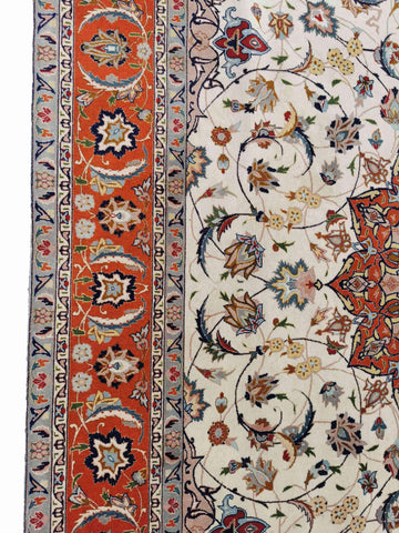 300 x 200 cm Tabriz silk and wool Traditional Orange Large Rug - Rugoutlet