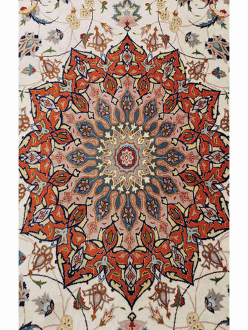 300 x 200 cm Tabriz silk and wool Traditional Orange Large Rug - Rugoutlet