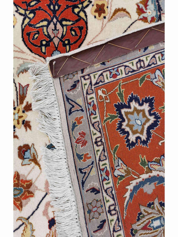 300 x 200 cm Tabriz silk and wool Traditional Orange Large Rug - Rugoutlet