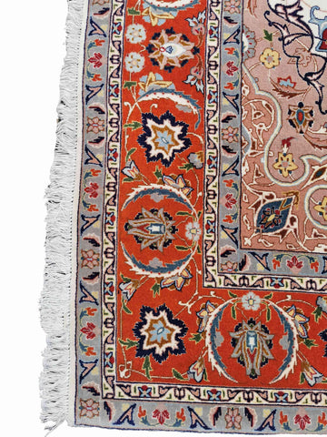 300 x 200 cm Tabriz silk and wool Traditional Orange Large Rug - Rugoutlet