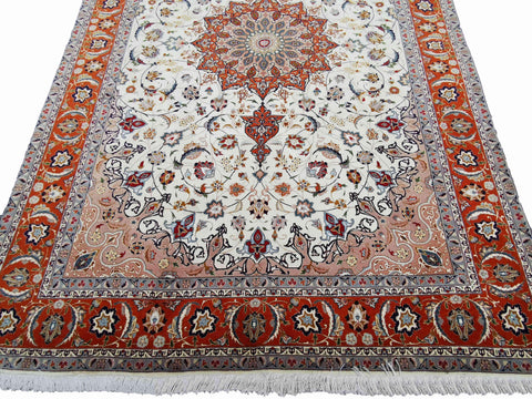 300 x 200 cm Tabriz silk and wool Traditional Orange Large Rug - Rugoutlet