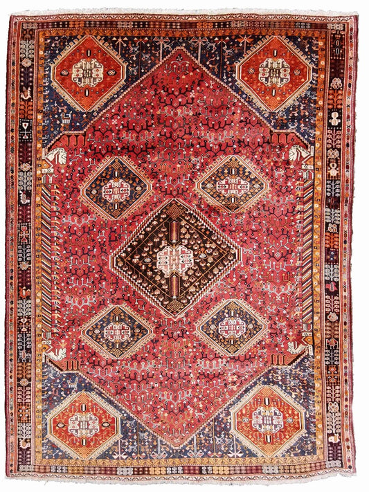 300 x 204 cm Qashqai Tribal Red Large Rug - Rugoutlet