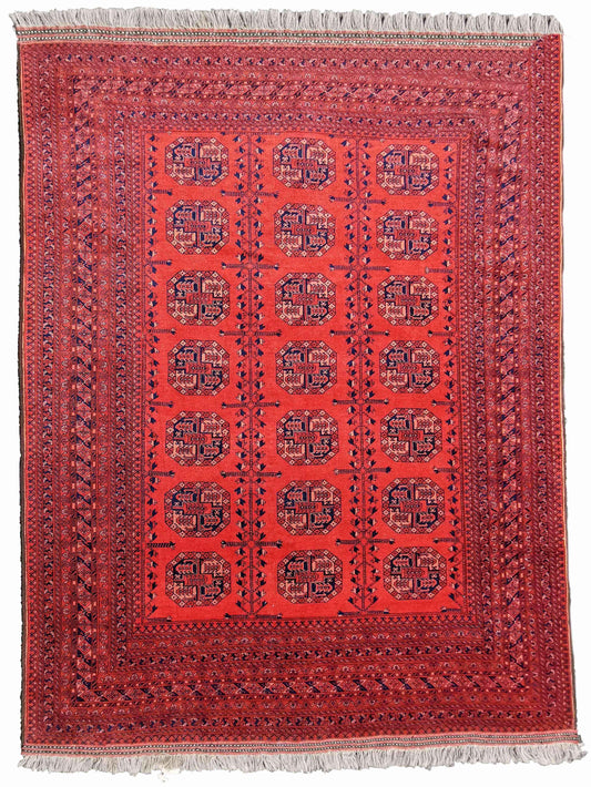 300 x 206 cm Afghan Khan Tribal Red Large Rug - Rugoutlet