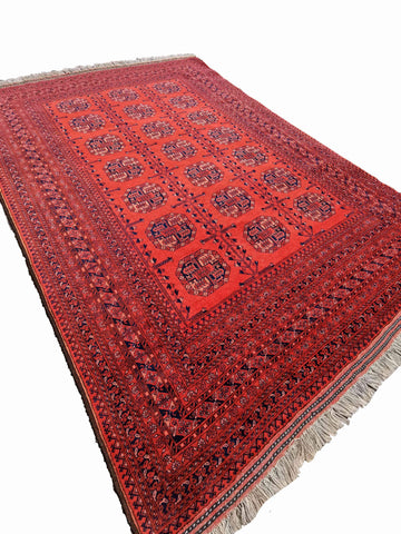 300 x 206 cm Afghan Khan Tribal Red Large Rug - Rugmaster