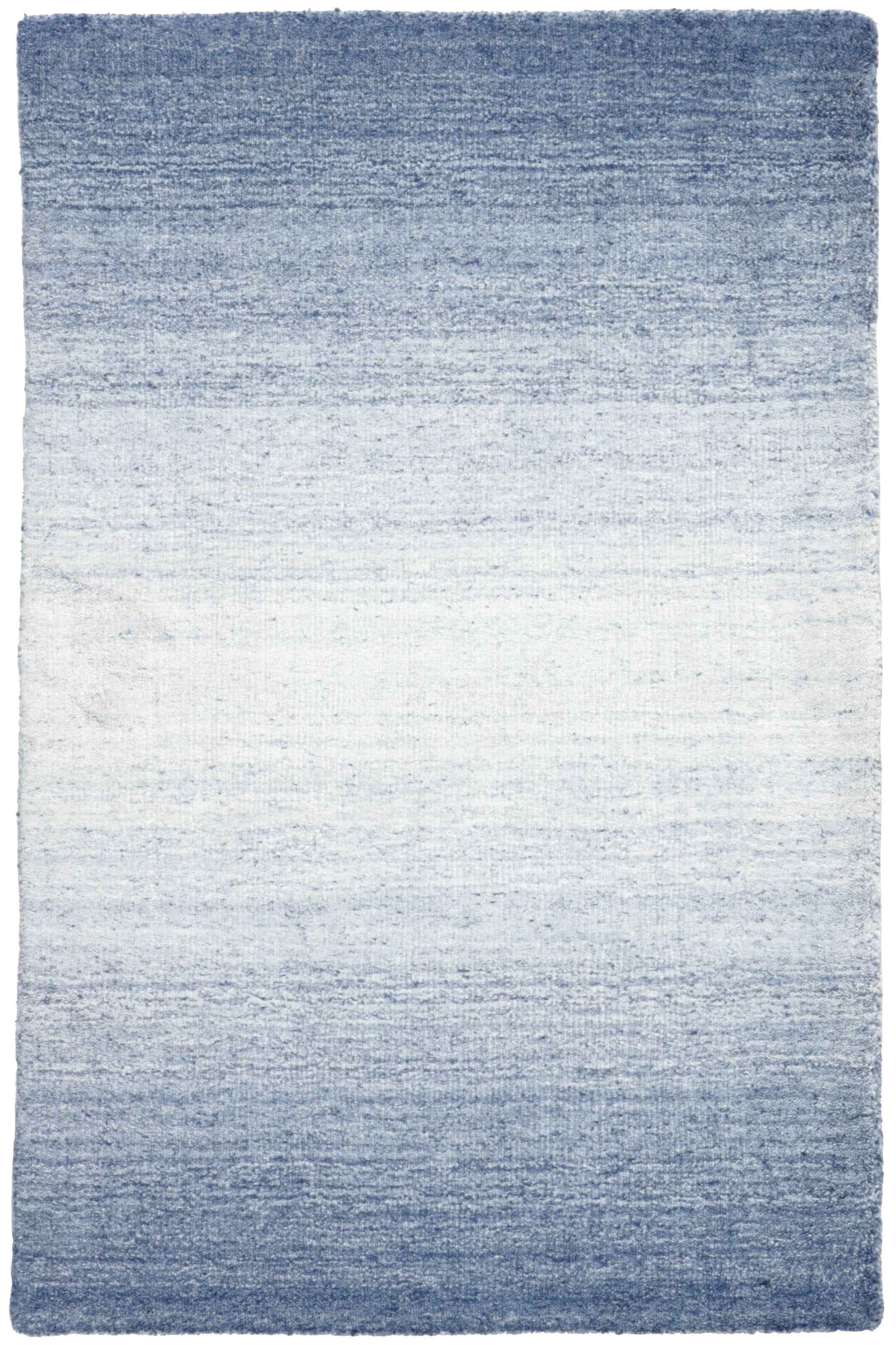 300x200 cm  Indian Wool/Viscose Blue Rug-Blau, Blue