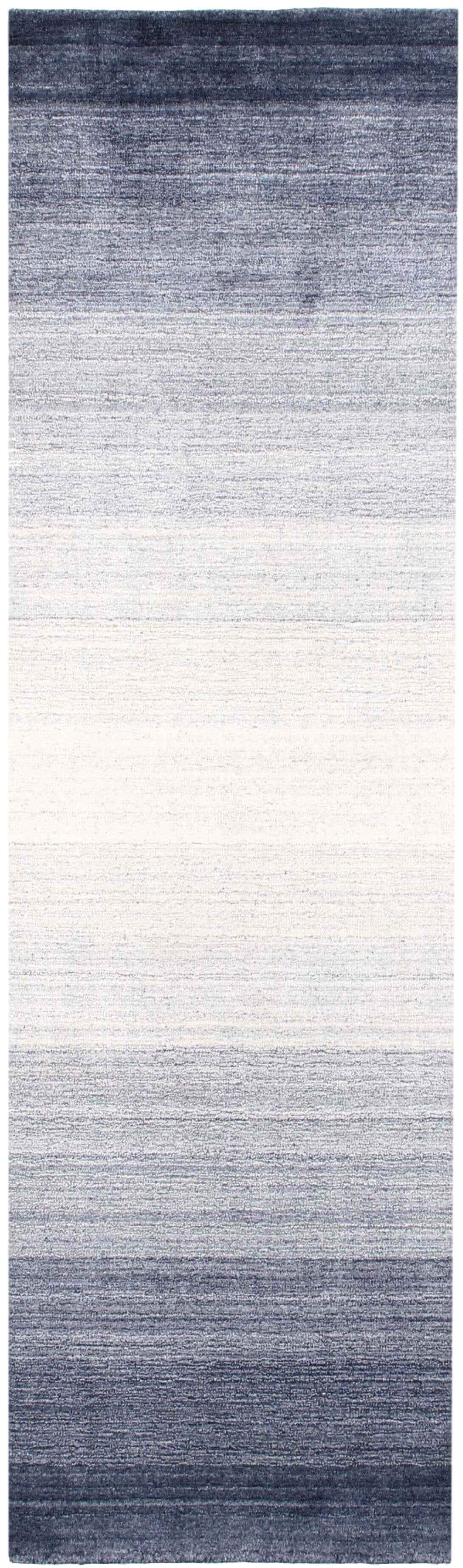 300x80 cm  Indian Wool/Viscose Blue Rug-Gris, Grey