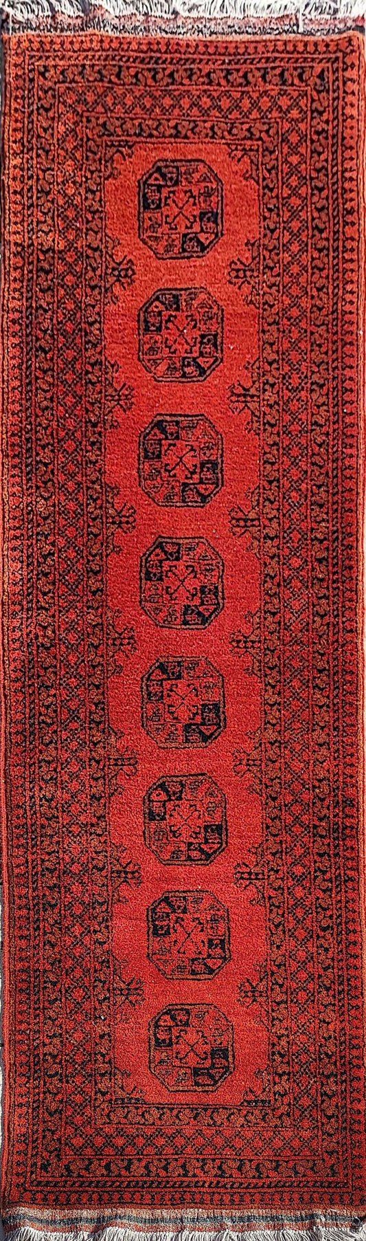 300 x 80 cm Golden Red Afghan Tribal Red Rug - Rugmaster