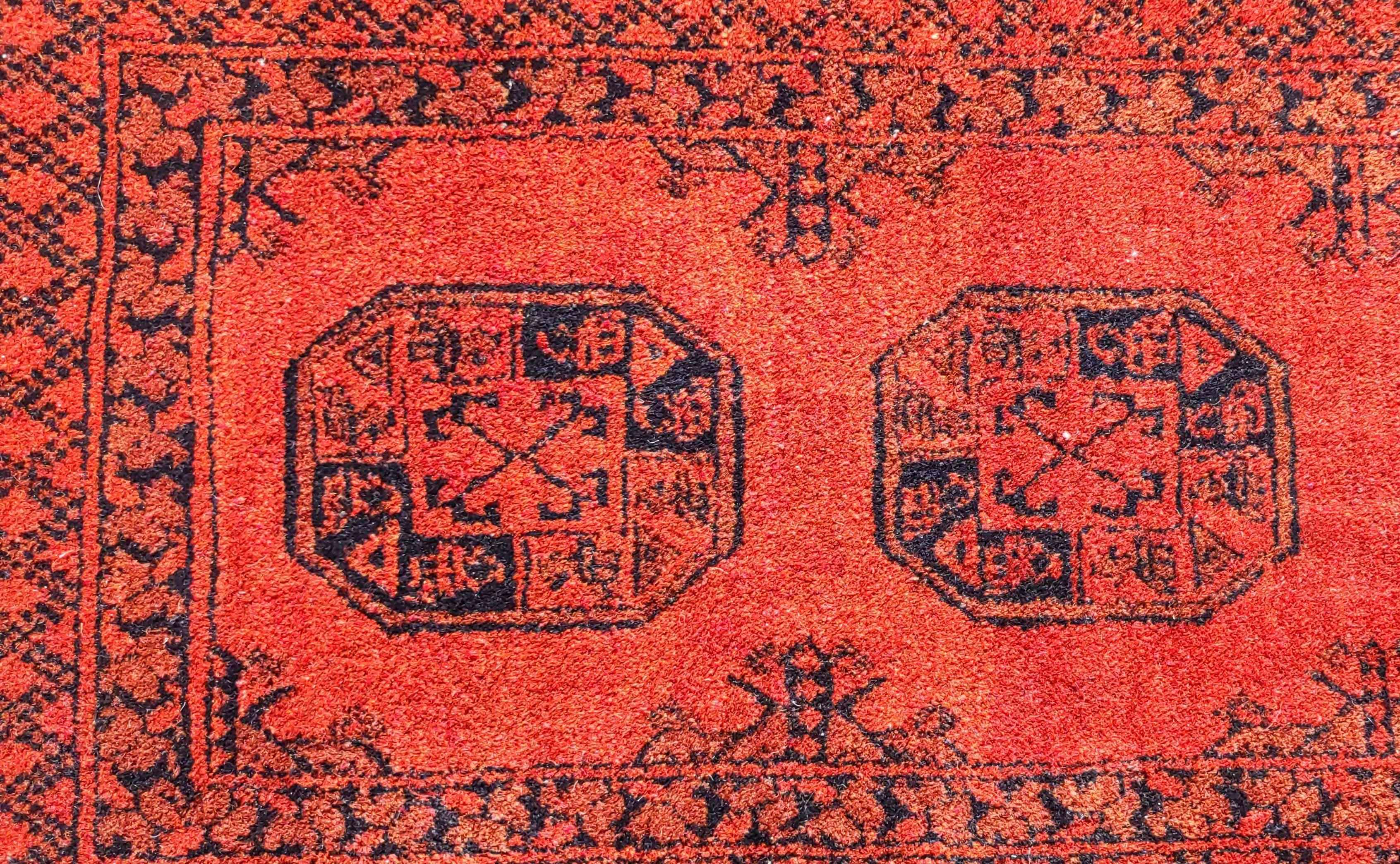 300 x 80 cm Golden Red Afghan Tribal Red Rug - Rugmaster