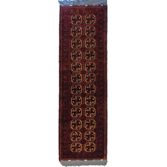 300 x 87 cm Afghan Khan Tribal Red Rug - Rugoutlet