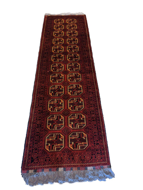 300 x 87 cm Afghan Khan Tribal Red Rug - Rugoutlet