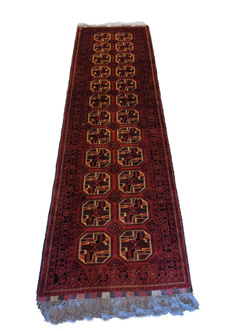 300 x 87 cm Afghan Khan Tribal Red Rug - Rugoutlet