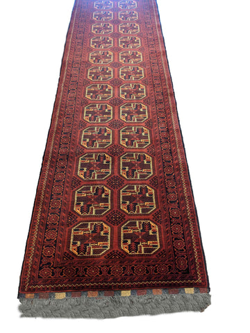 300 x 87 cm Afghan Khan Tribal Red Rug - Rugoutlet