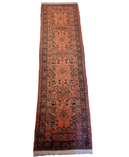 302 x 81 cm Afghan Khan Tribal Red Rug - Rugmaster