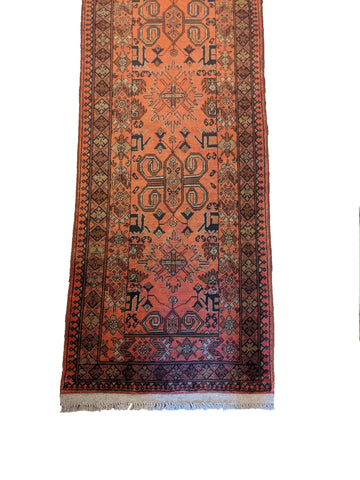 302 x 81 cm Afghan Khan Tribal Red Rug - Rugoutlet