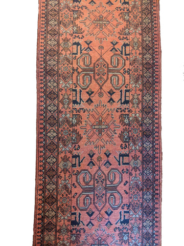 302 x 81 cm Afghan Khan Tribal Red Rug - Rugoutlet