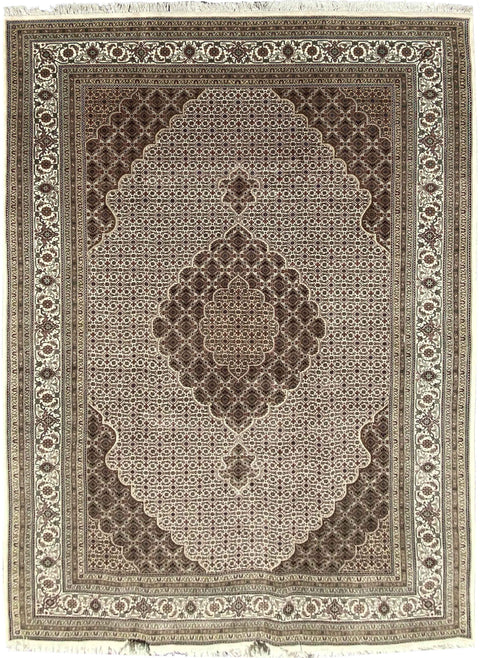 303 x 200 cm Persian Tabriz Geometric Brown Large Rug - Rugoutlet