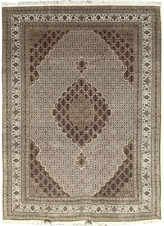 303 x 200 cm Persian Tabriz Geometric Brown Large Rug - Rugmaster