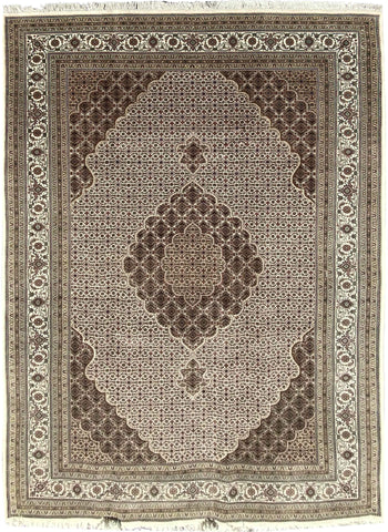 303 x 200 cm Persian Tabriz Geometric Brown Large Rug - Rugoutlet