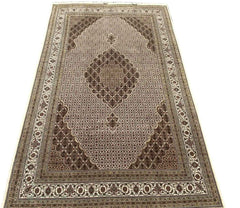 303 x 200 cm Persian Tabriz Geometric Brown Large Rug - Rugmaster