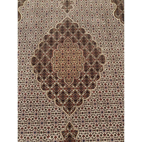 303 x 200 cm Persian Tabriz Geometric Brown Large Rug - Rugoutlet