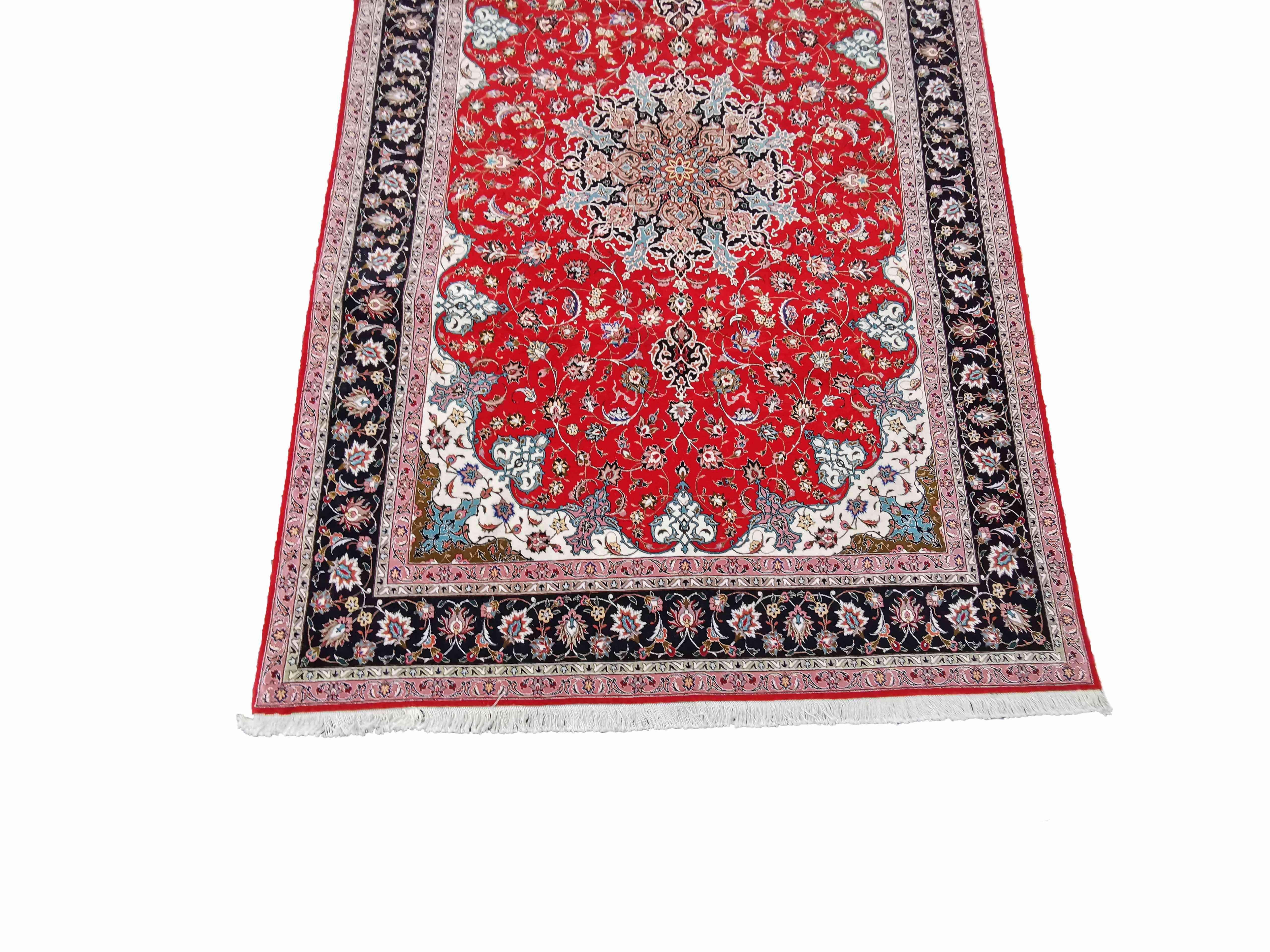 303 x 208 cm Fine Tabriz Silk & Wool Traditional Red Large Rug - Rugmaster