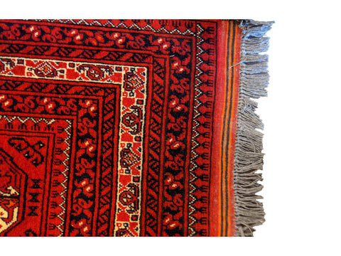 304 x 83 cm Fine Afghan Khan Tribal Red Rug - Rugoutlet