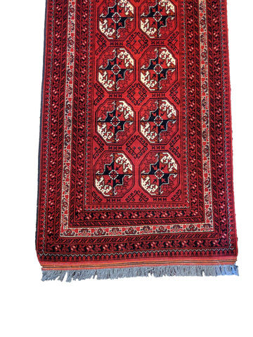 304 x 83 cm Fine Afghan Khan Tribal Red Rug - Rugoutlet