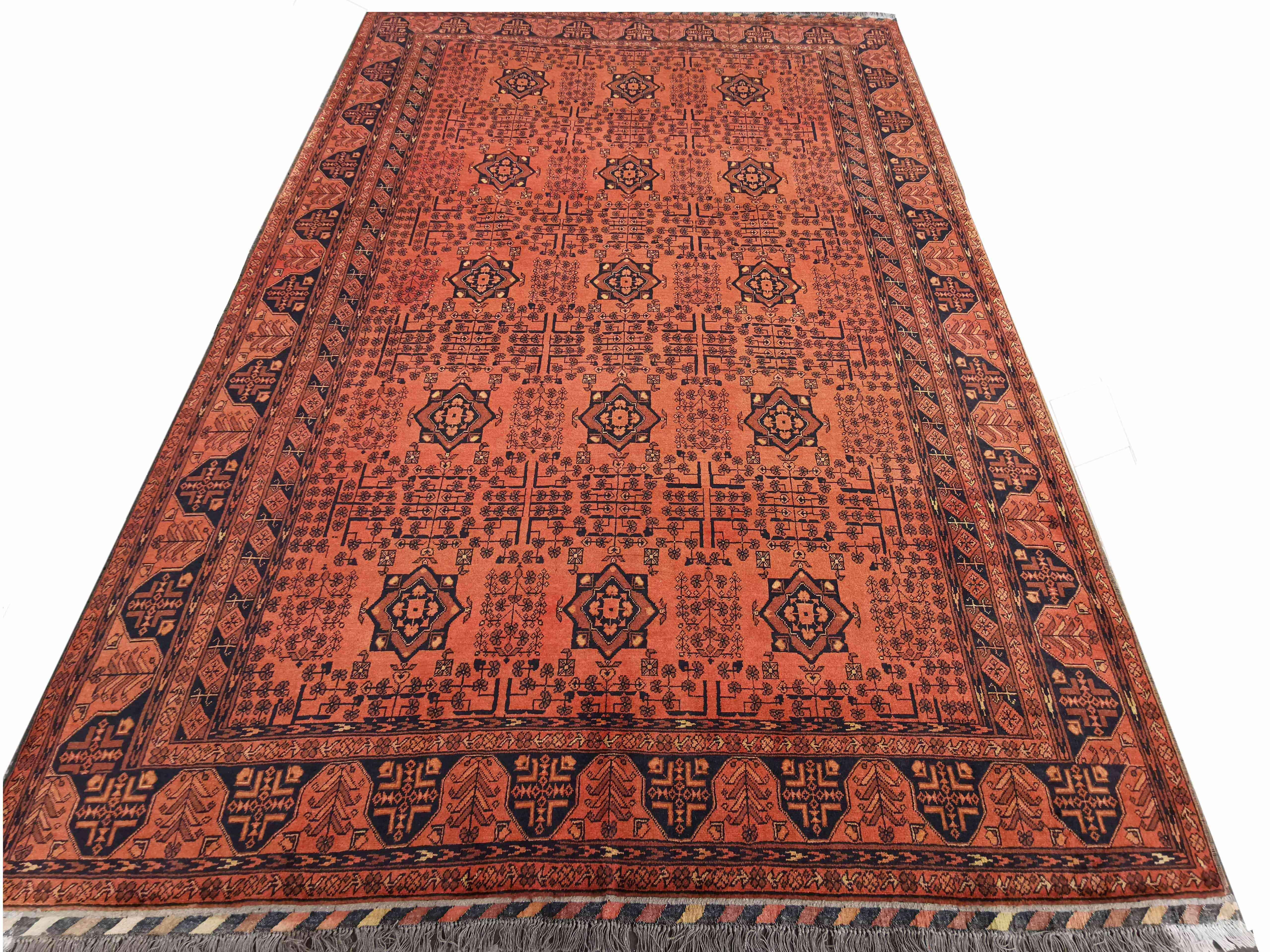 305 x 200 cm Afghan Khan Tribal Red Large Rug - Rugoutlet