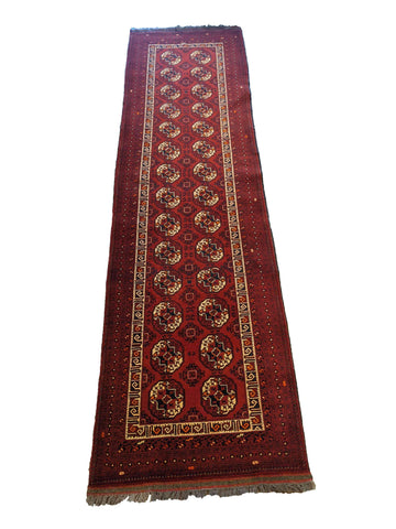 305 x 84 cm Fine Afghan Khan Tribal Red Rug - Rugoutlet