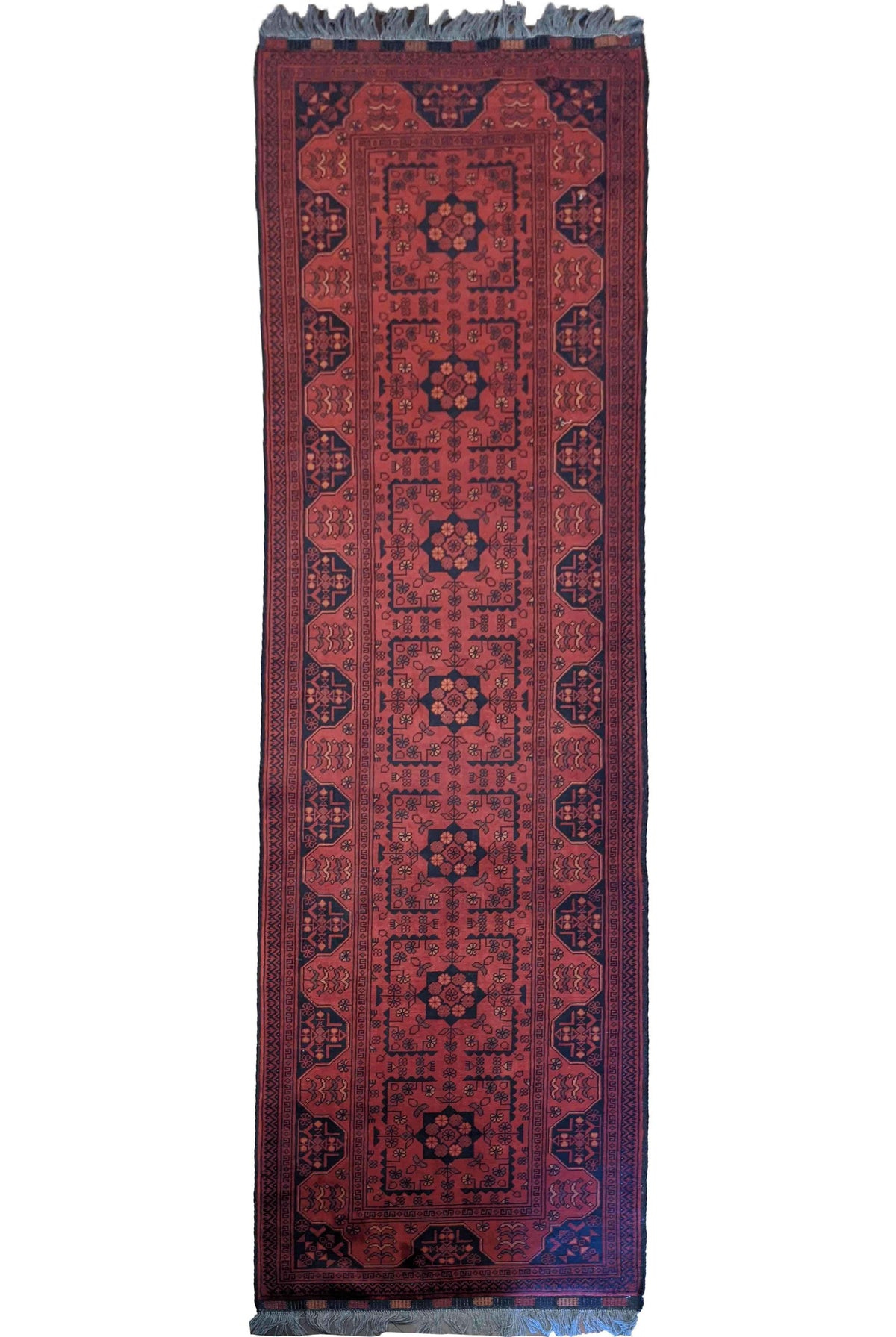 305 x 85 cm Afghan Khan Tribal Red Rug - Rugoutlet