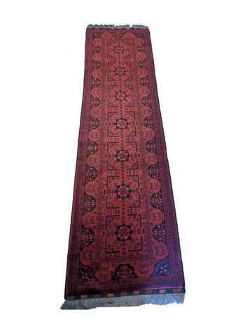 305 x 85 cm Afghan Khan Tribal Red Rug - Rugoutlet