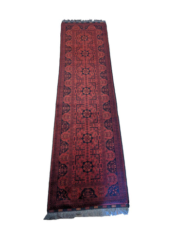 305 x 85 cm Afghan Khan Tribal Red Rug - Rugoutlet