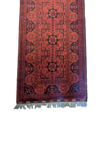 305 x 85 cm Afghan Khan Tribal Red Rug - Rugoutlet