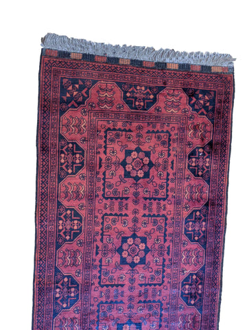 305 x 85 cm Afghan Khan Tribal Red Rug - Rugoutlet