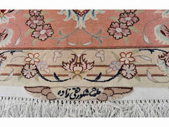 307 x 203 cm Tabriz Signed Silk & Wool Traditional Beige Large Rug - Rugoutlet