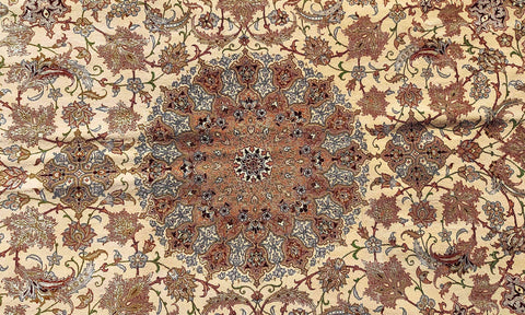 307 x 207 cm Fine Silk Persian Traditional Yellow Large Rug - Rugoutlet
