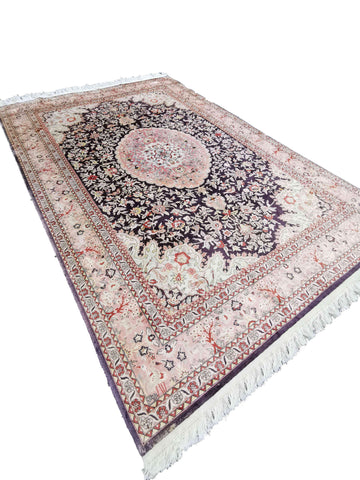 307 x 207 cm Indian Pure silk Traditional Violet Large Rug - Rugoutlet