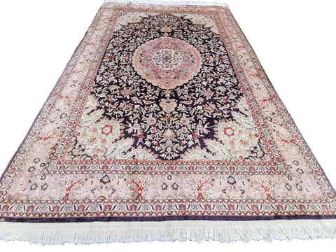 307 x 207 cm Indian Pure silk Traditional Violet Large Rug - Rugoutlet