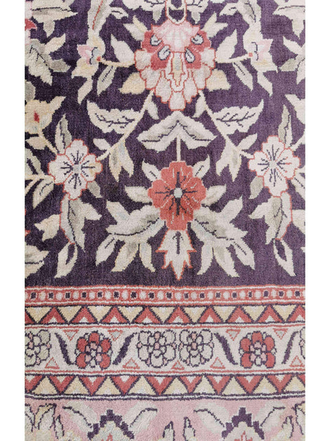 307 x 207 cm Indian Pure silk Traditional Violet Large Rug - Rugoutlet
