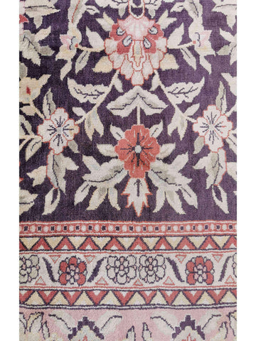 307 x 207 cm Indian Pure silk Traditional Violet Large Rug - Rugoutlet