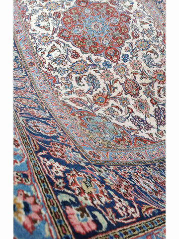 309 x 219 cm Old Kashan Traditional White Large Rug - Rugoutlet