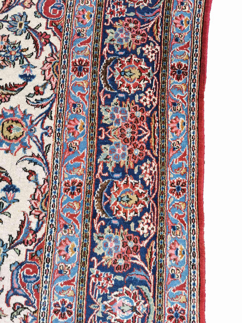 309 x 219 cm Old Kashan Traditional White Large Rug - Rugoutlet