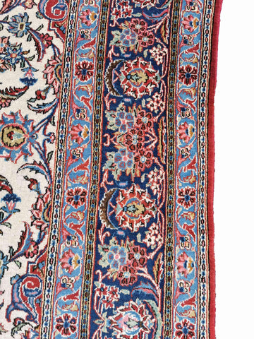 309 x 219 cm Old Kashan Traditional White Large Rug - Rugoutlet